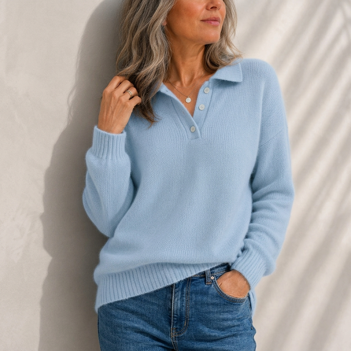 Aelis - Soft-Touch-Pullover mit Polokragen