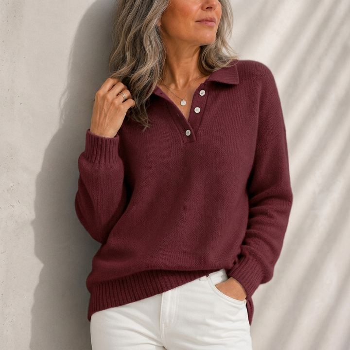 Aelis - Soft-Touch-Pullover mit Polokragen