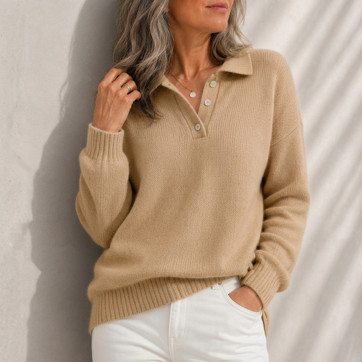 Aelis - Soft-Touch-Pullover mit Polokragen
