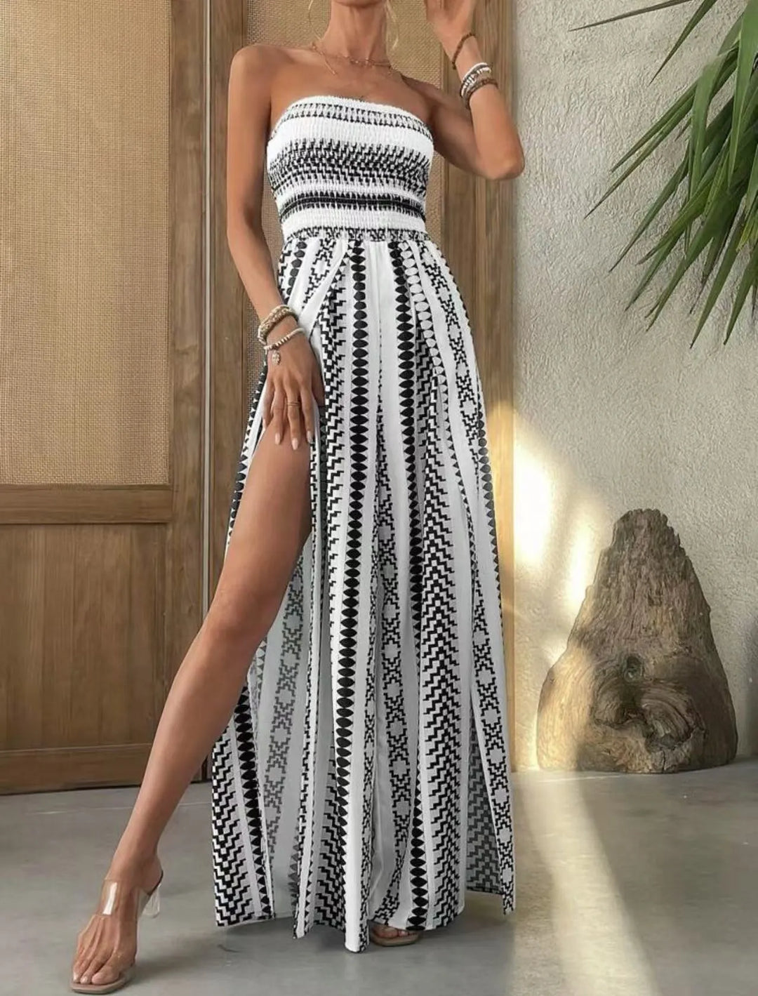 Idalia - Trägerloses bedrucktes Maxikleid