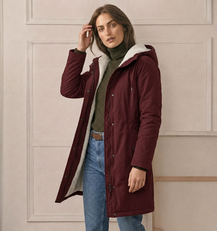 Clarice - Wasserabweisende Longline-Jacke mit Kapuze