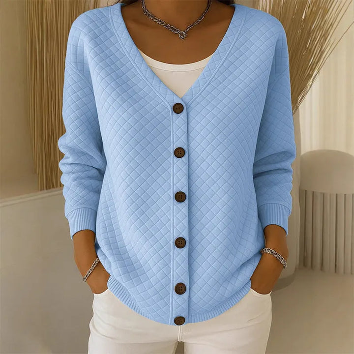 Delavie - Gesteppter Strick-Cardigan mit Knopfleiste