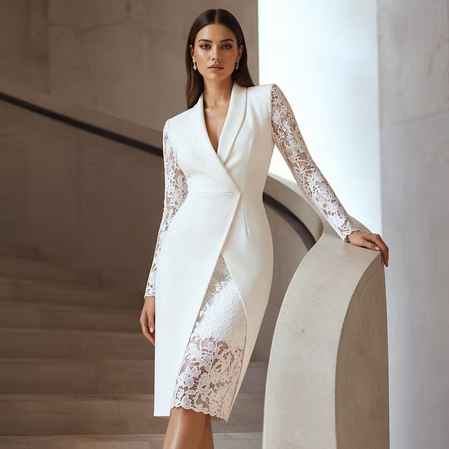 Menna - Elegantes Midikleid mit Spitzenärmeln