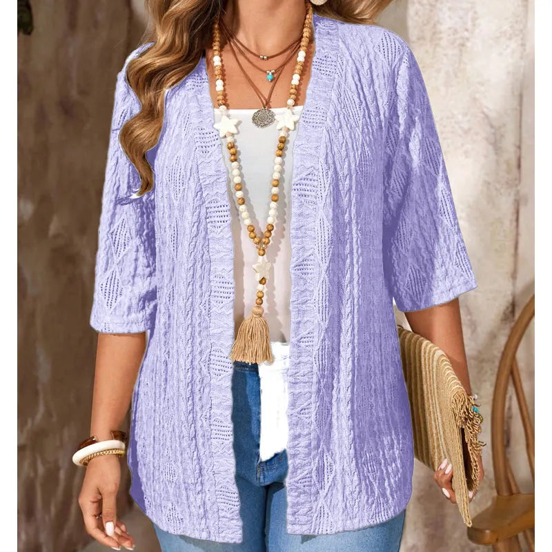 Delienne - Soft-Touch Ajour-Strickjacke