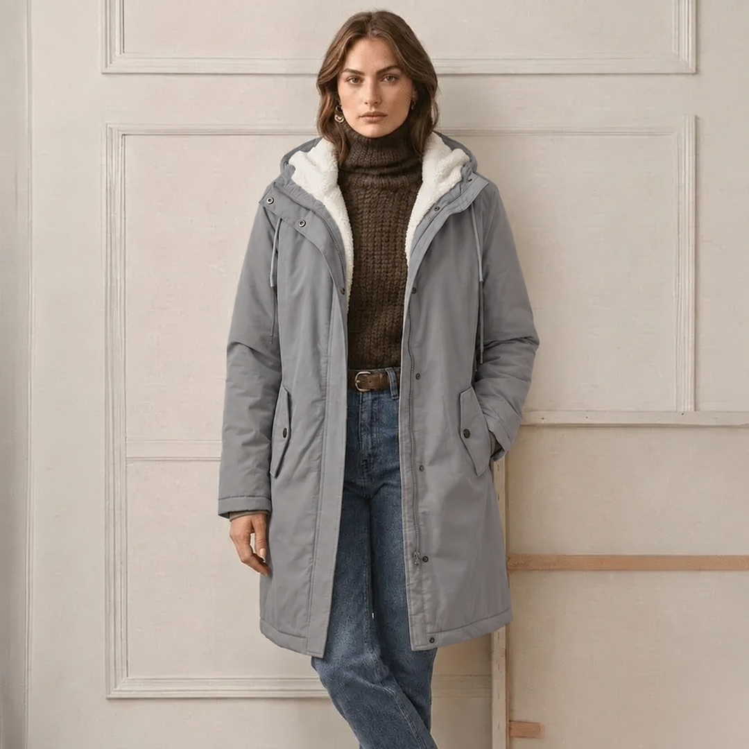 Clarice - Wasserabweisende Longline-Jacke mit Kapuze