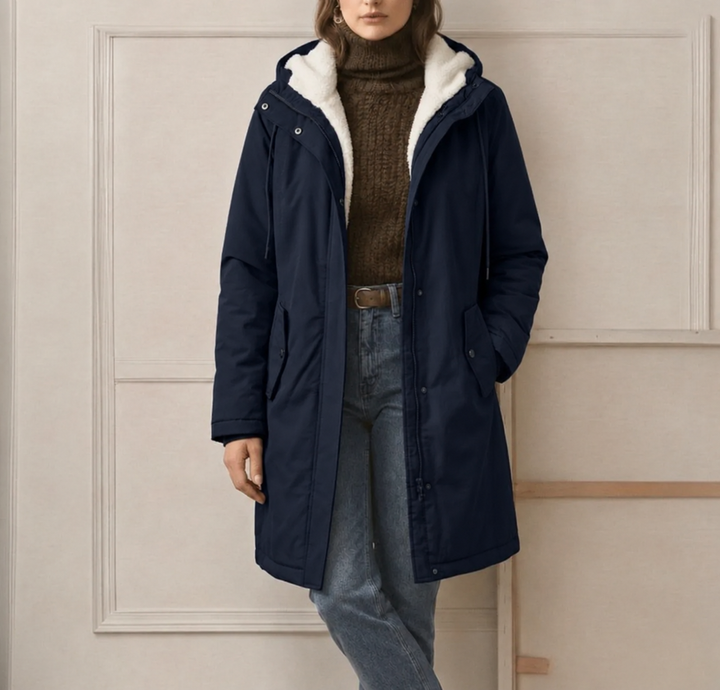 Clarice - Wasserabweisende Longline-Jacke mit Kapuze