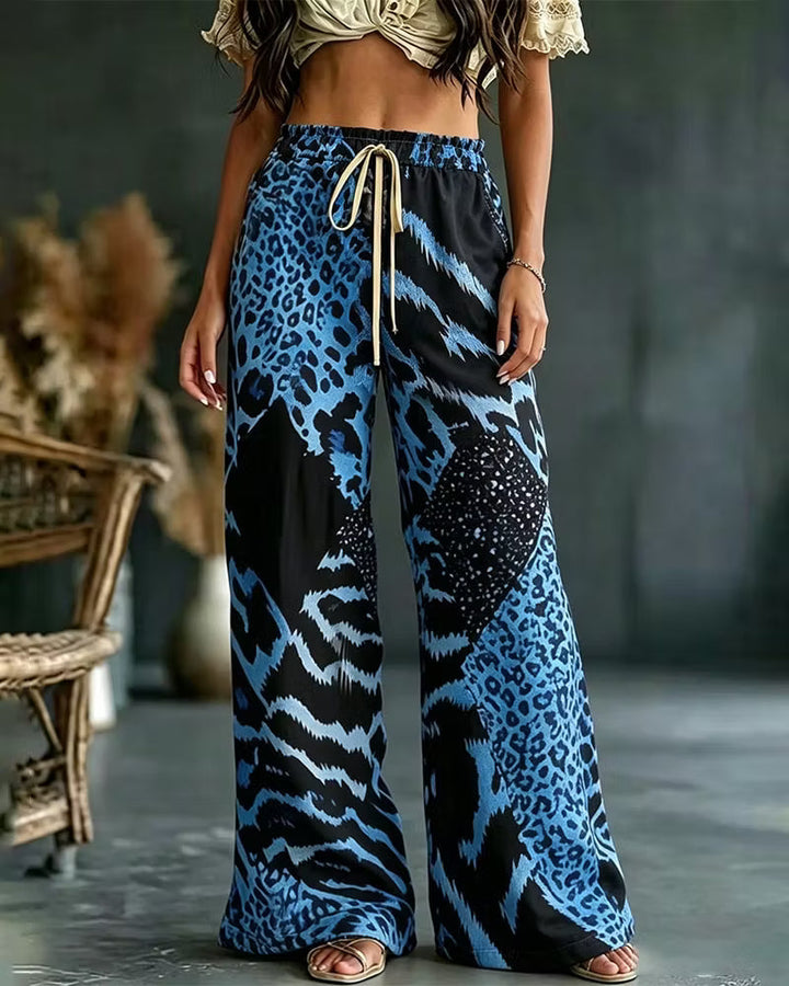 Elfrida - Weiche Palazzohose mit Leoparden-Patchwork