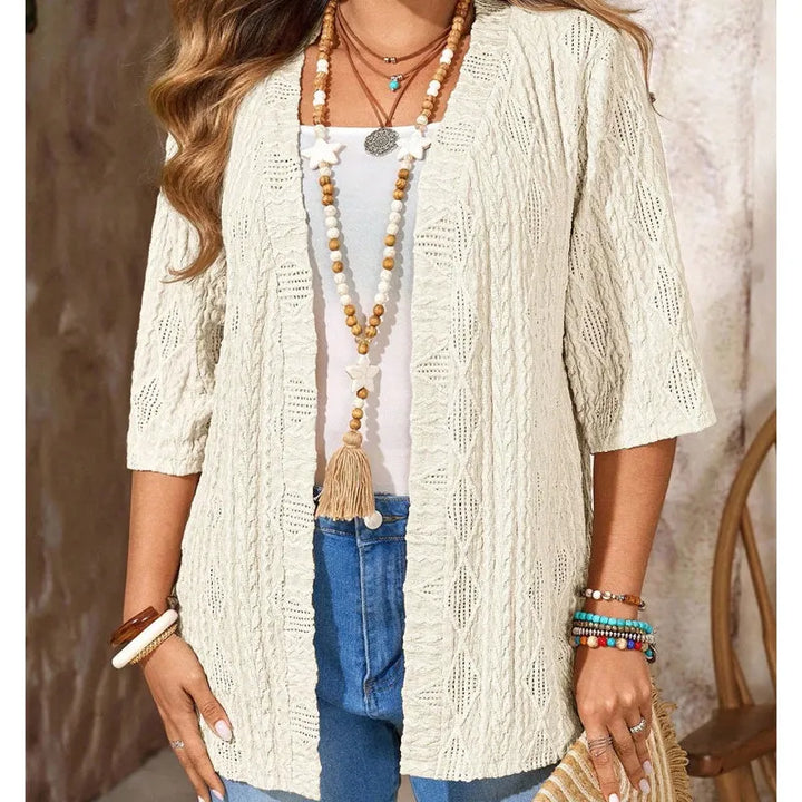 Delienne - Soft-Touch Ajour-Strickjacke