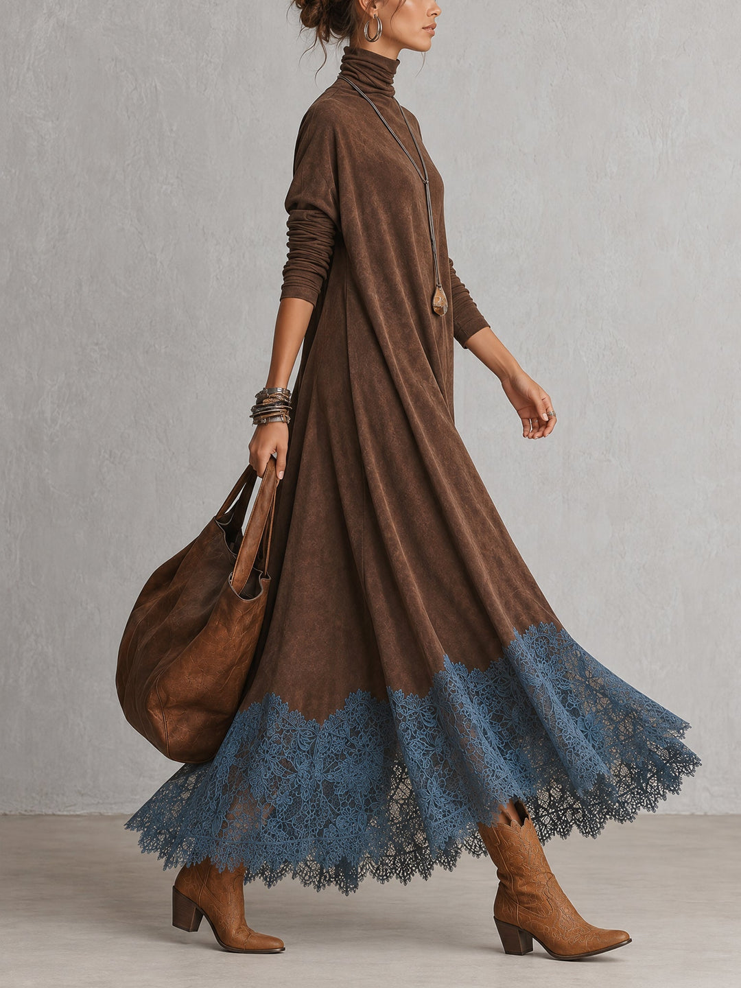 Lavina - Soft-Touch A-Linien-Maxikleid