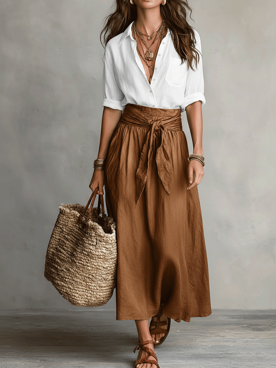Estella - Elegantes Blusen- und Midirock-Set
