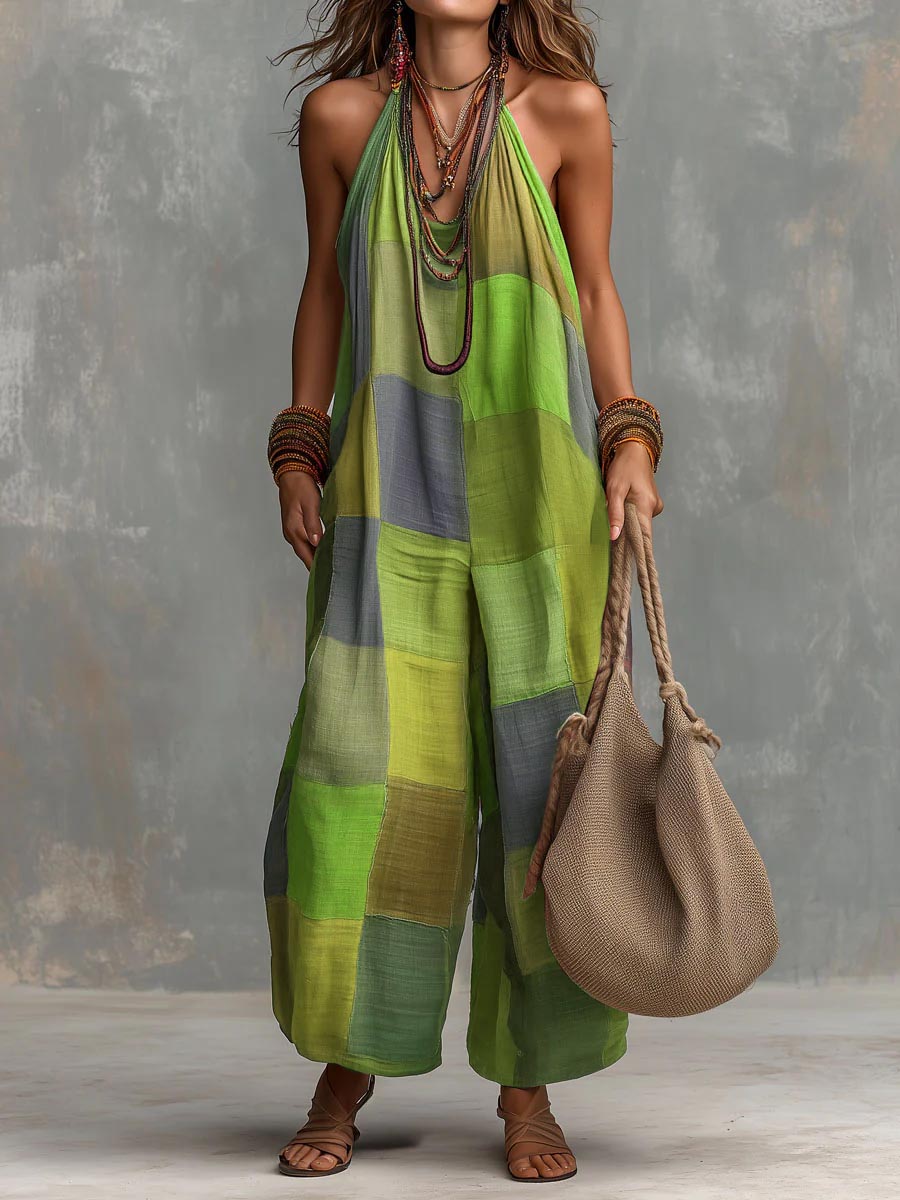 Adelyn - Patchwork-Neckholder-Jumpsuit