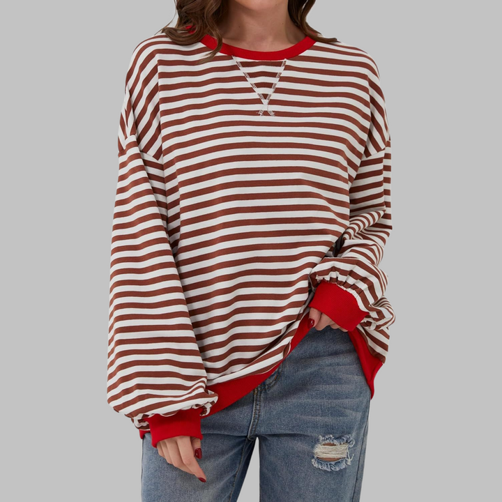 Viveca - gestreiftes Soft-Touch-Langarm-Sweatshirt