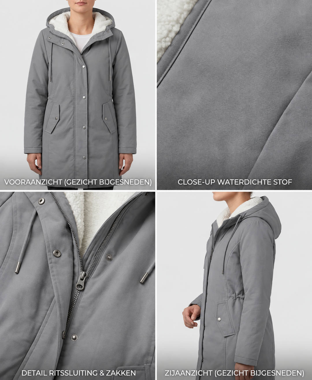 Clarice - Wasserabweisende Longline-Jacke mit Kapuze