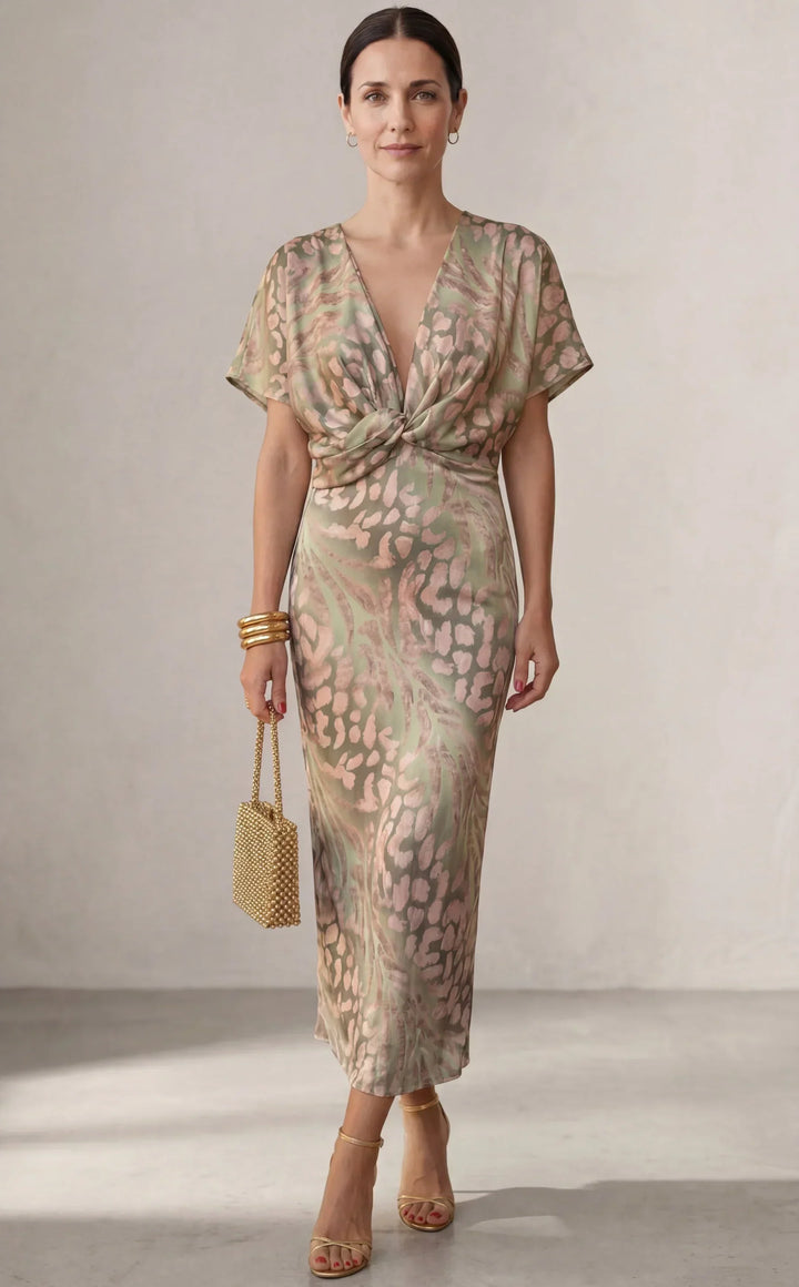 Selina - Drapiertes Kleid mit Taillenknoten