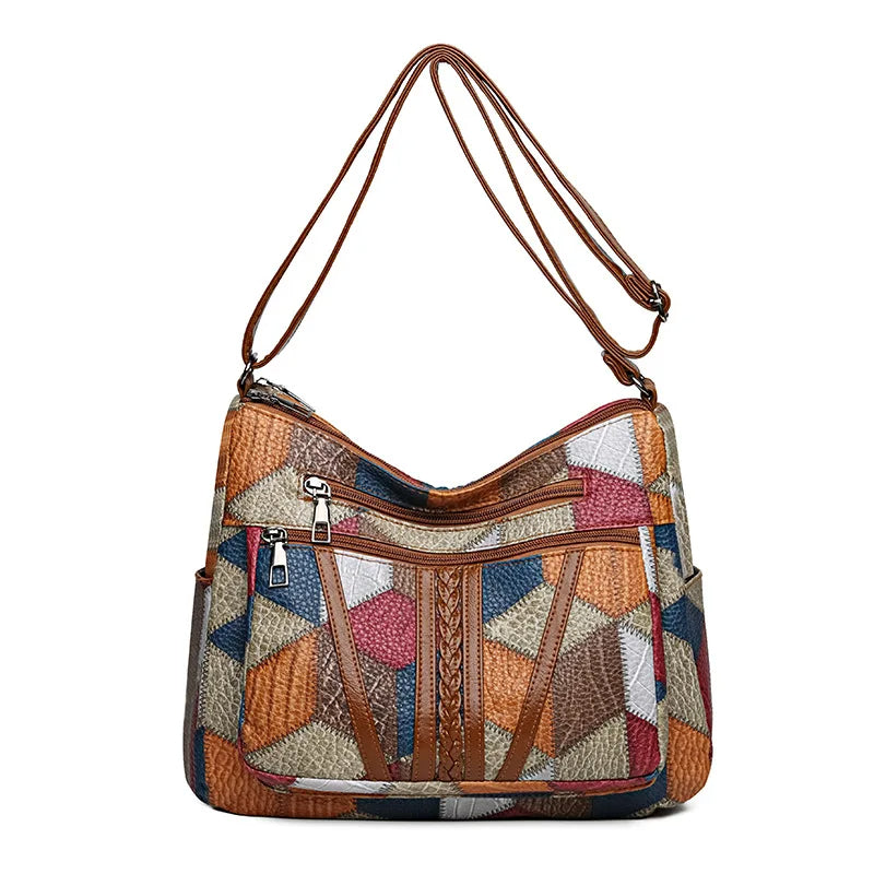 Lauranique - Softtouch-Patchwork-Umhängetasche
