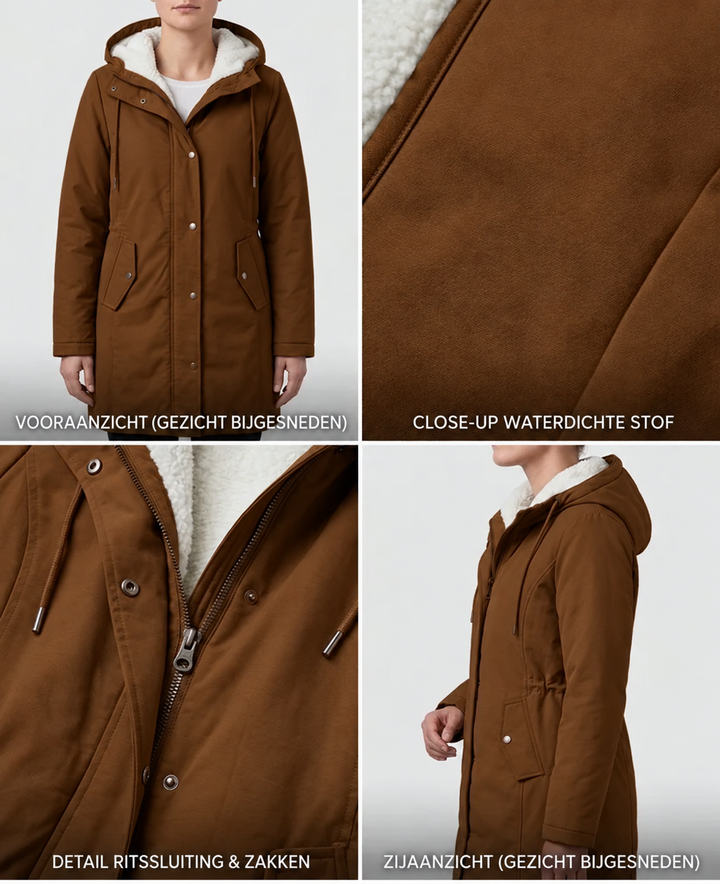 Clarice - Wasserabweisende Longline-Jacke mit Kapuze