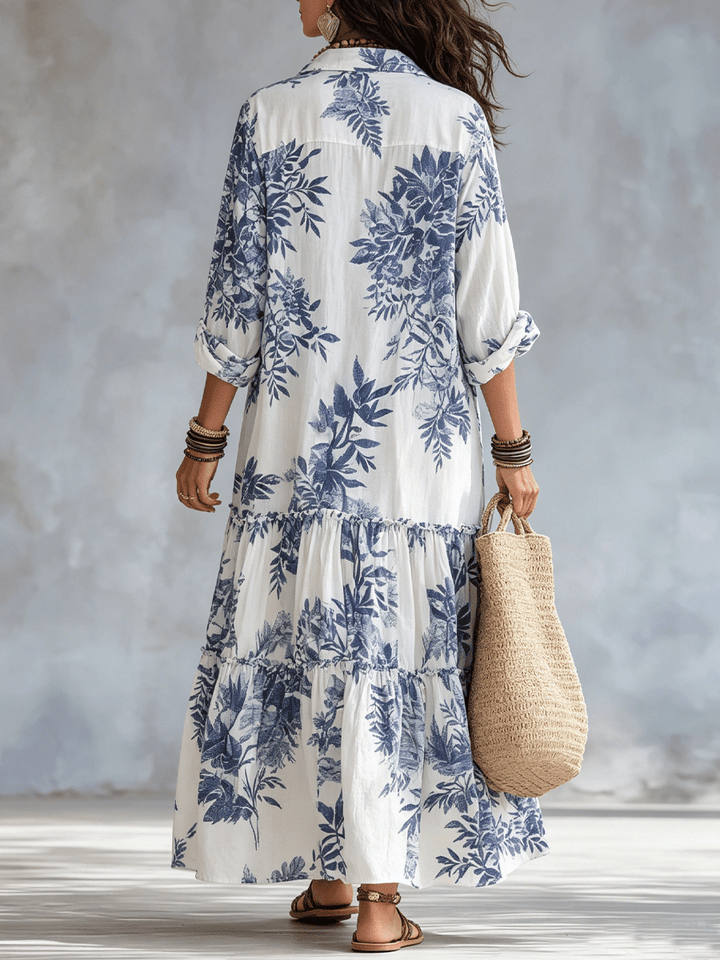 Thealise - Leichtes, geblümtes Maxikleid mit Knopfleiste vorn