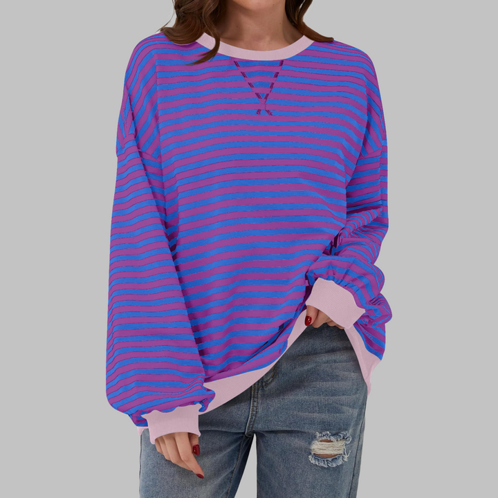 Viveca - gestreiftes Soft-Touch-Langarm-Sweatshirt