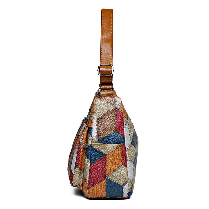 Lauranique - Softtouch-Patchwork-Umhängetasche