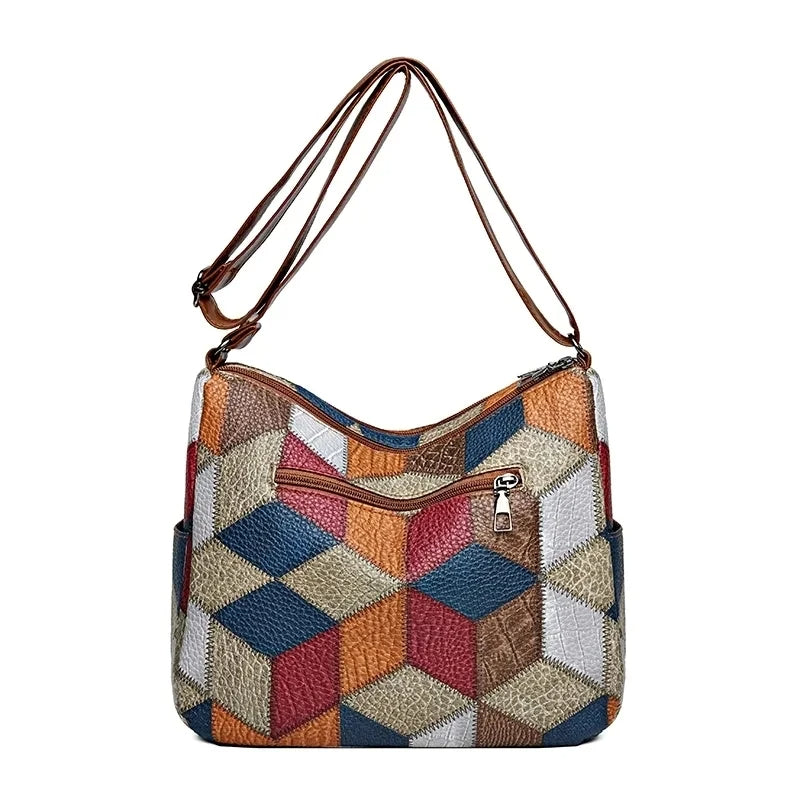 Lauranique - Softtouch-Patchwork-Umhängetasche