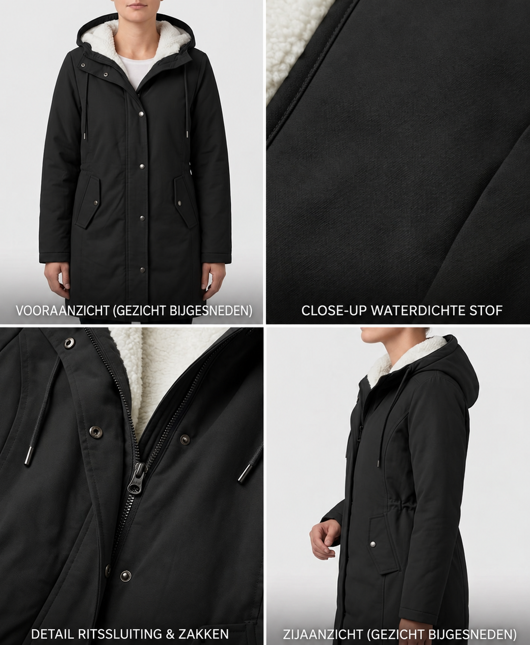 Clarice - Wasserabweisende Longline-Jacke mit Kapuze