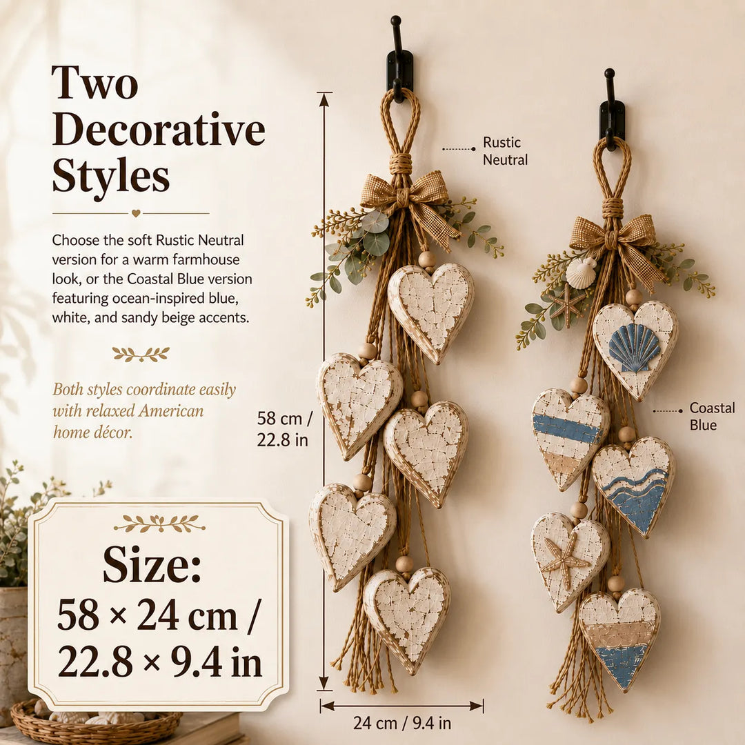 Alinora - Wanddekoration mit Herz im Vintage-Look und Quaste