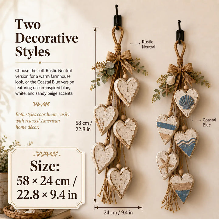 Alinora - Wanddekoration mit Herz im Vintage-Look und Quaste