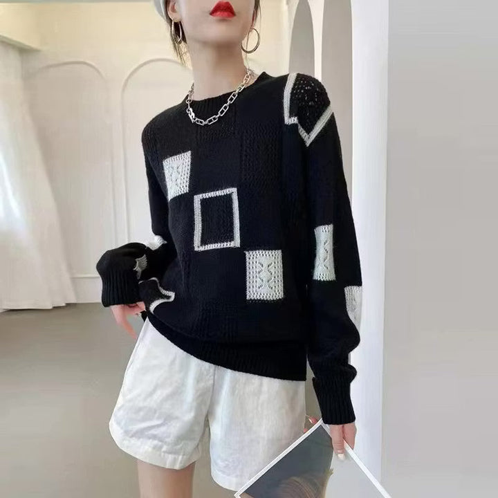 Adorelle - Kunstvoller Patchwork-Strickpullover
