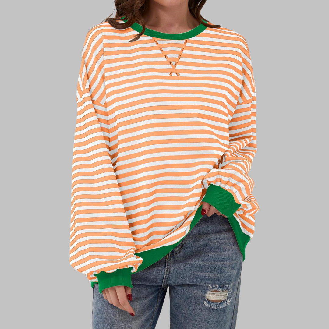 Viveca - gestreiftes Soft-Touch-Langarm-Sweatshirt