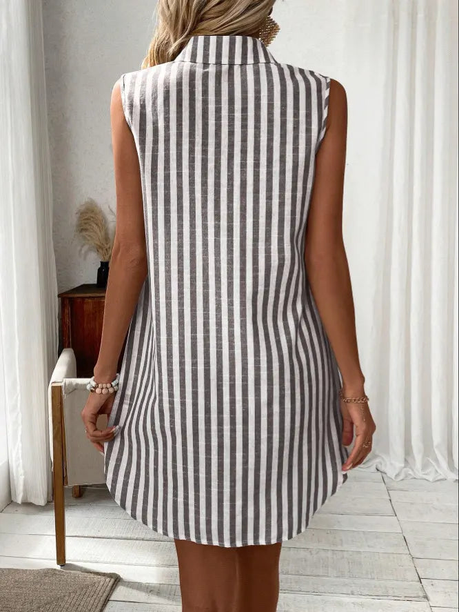 Anora - Gestreiftes Hemdkleid in Soft-Touch-Qualität