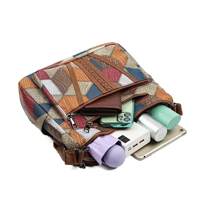 Lauranique - Softtouch-Patchwork-Umhängetasche
