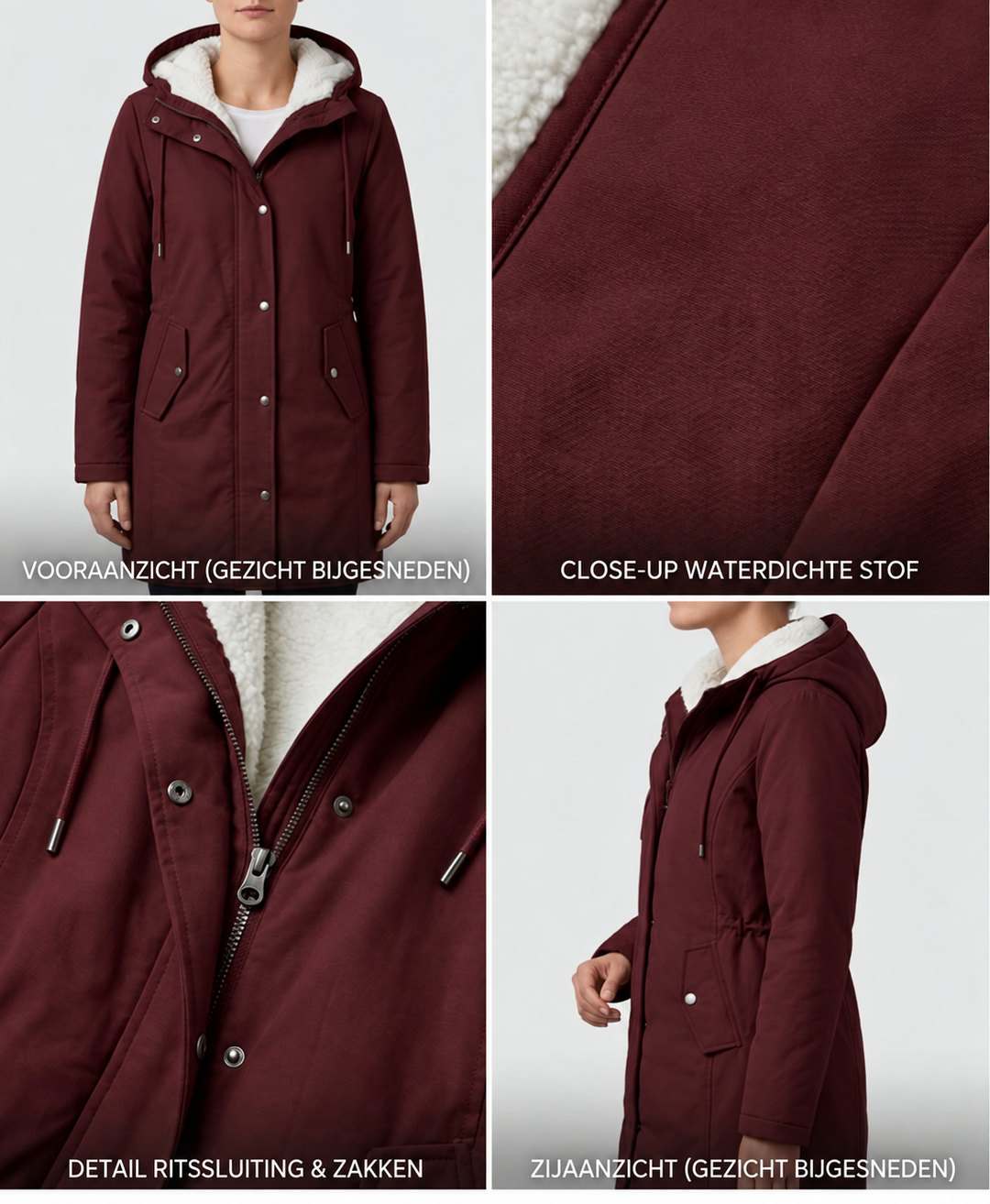 Clarice - Wasserabweisende Longline-Jacke mit Kapuze