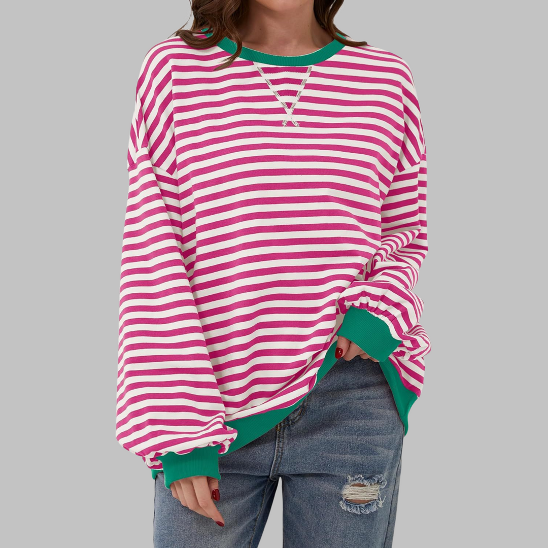 Viveca - gestreiftes Soft-Touch-Langarm-Sweatshirt