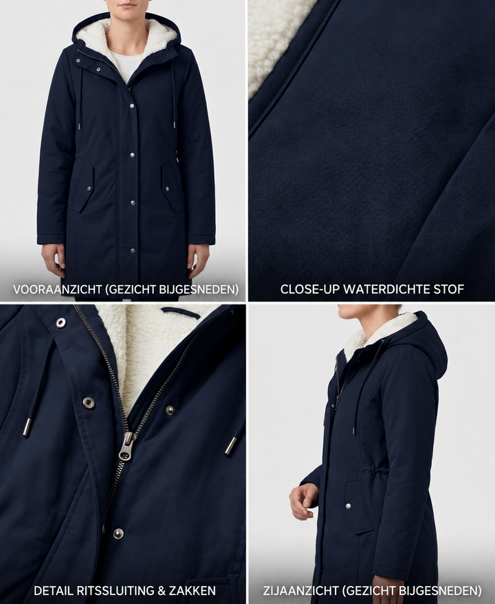 Clarice - Wasserabweisende Longline-Jacke mit Kapuze
