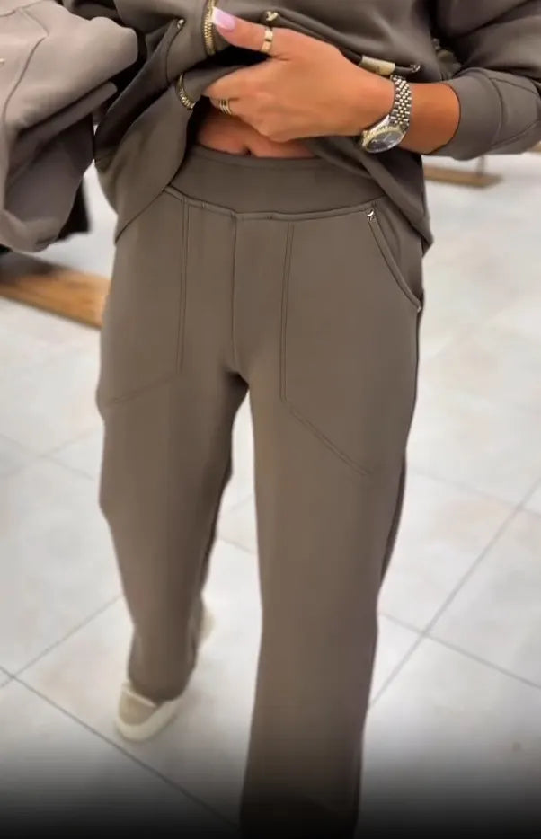 Floranique - Set aus kurz geschnittener Jacke mit Reißverschluss und weiter Hose mit weichem Griff