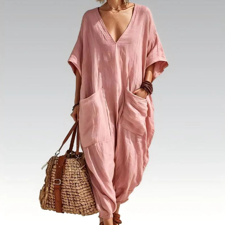 Evelisse - Lässiger Jumpsuit mit Fledermausärmeln und Taschen