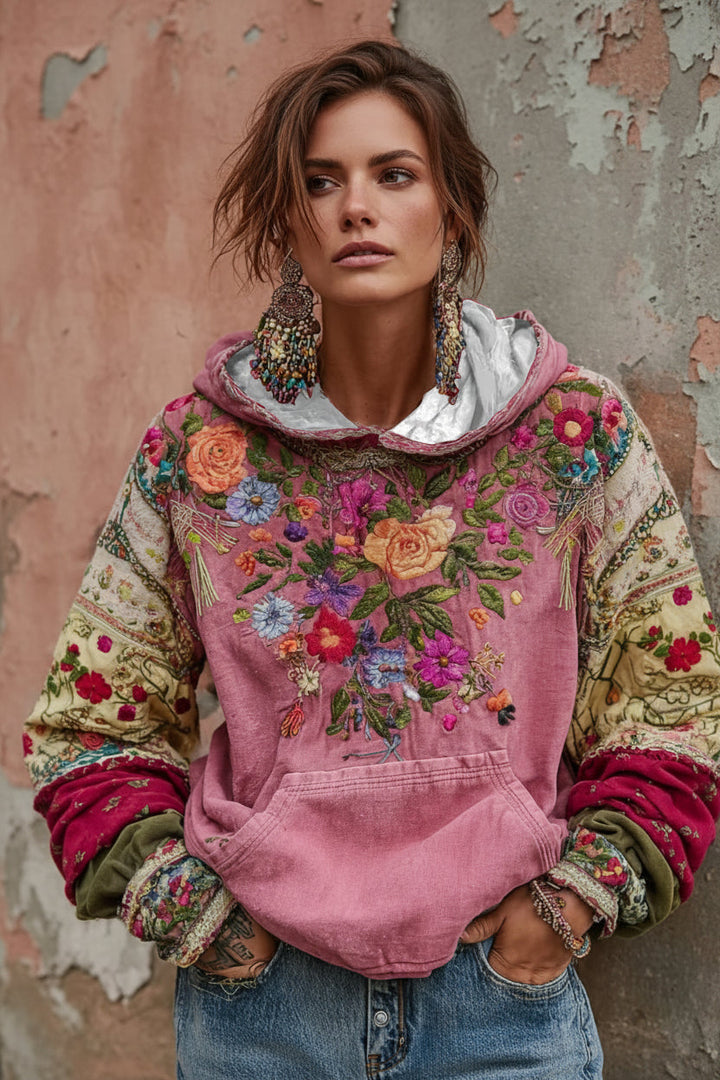 Mirevessa - Hoodie mit floraler Stickerei und weichem Griff