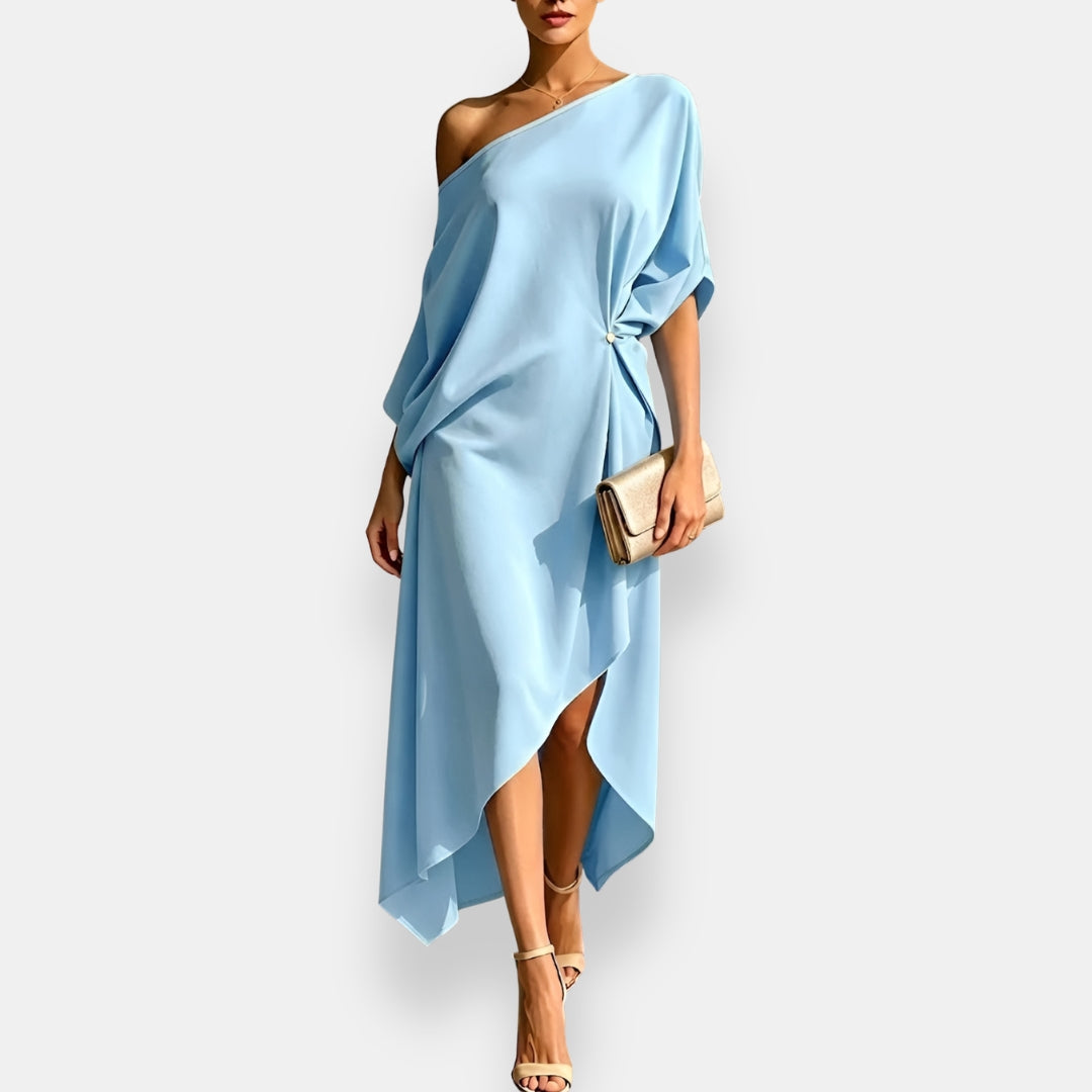 Edwina - fließendes asymmetrisches Abendkleid