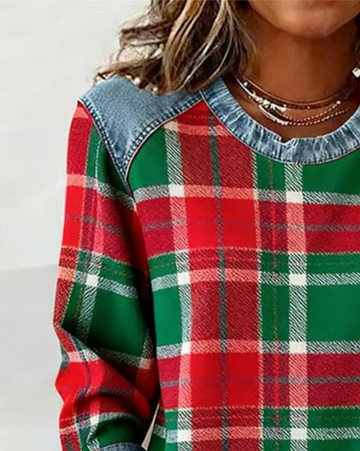 Adair - Lässiges kariertes Rundhals-Sweatshirt