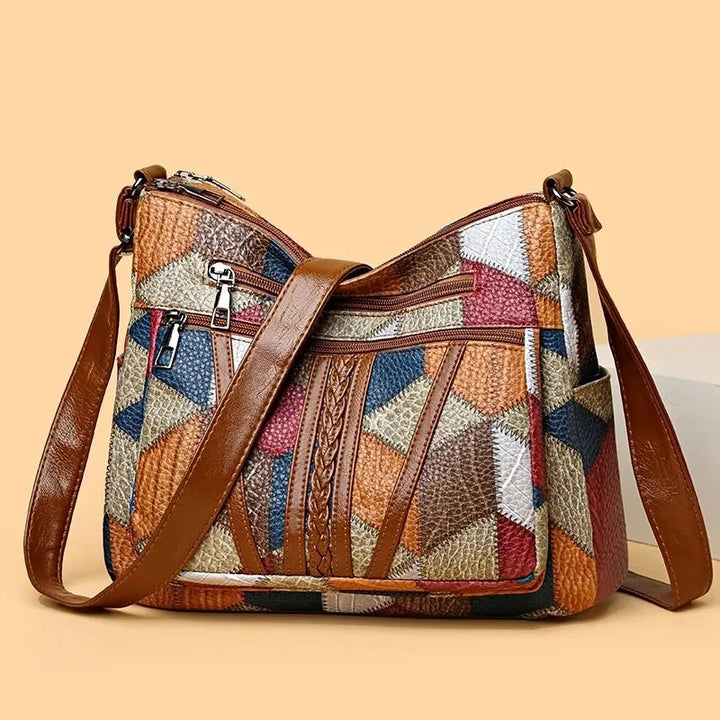Lauranique - Softtouch-Patchwork-Umhängetasche