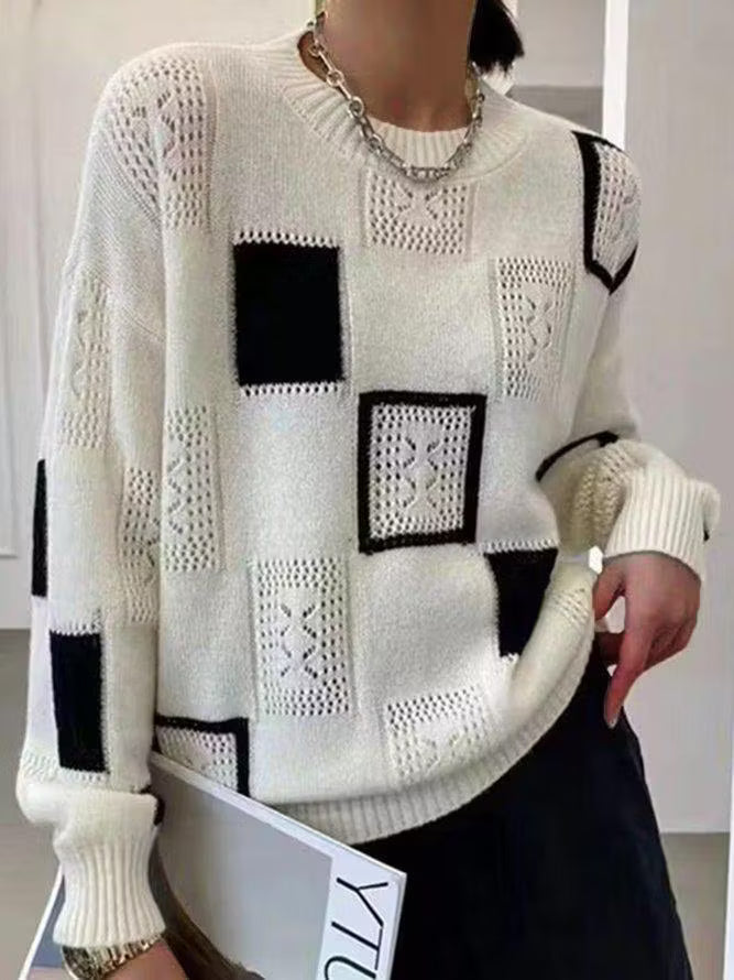 Adorelle - Kunstvoller Patchwork-Strickpullover