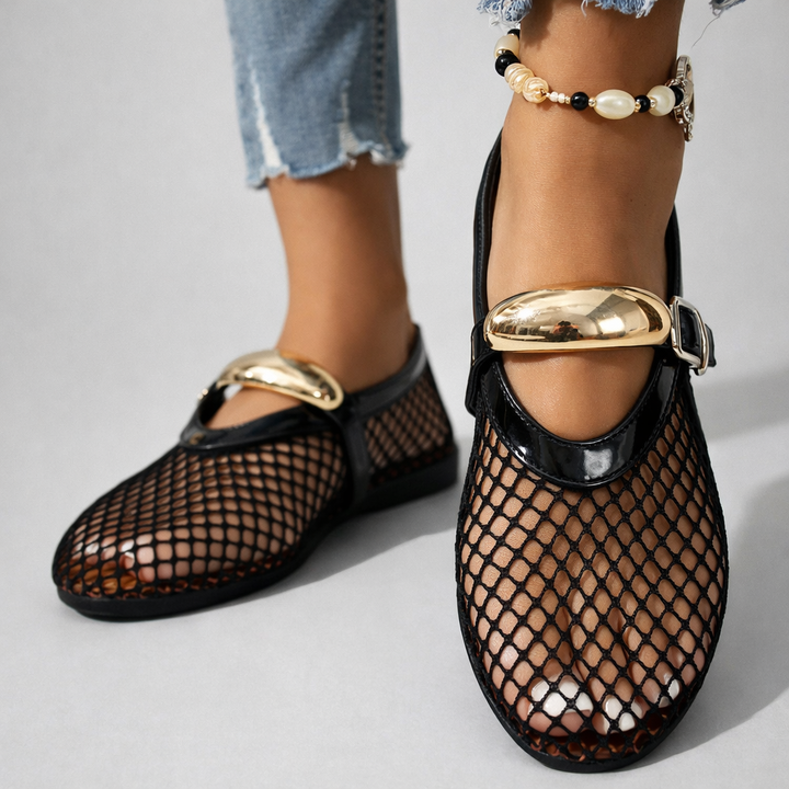 Auberine - Gepolsterte Mary-Jane-Ballerinas