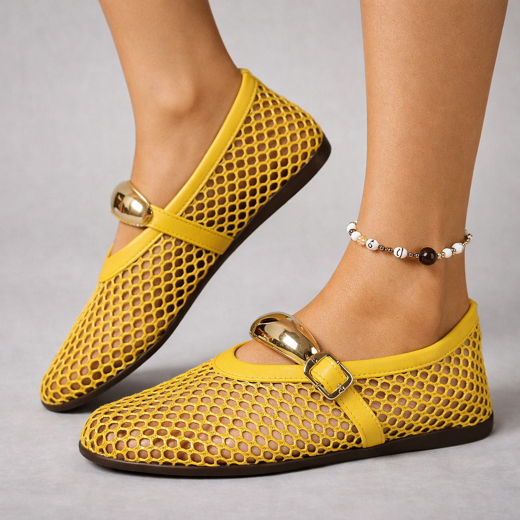 Auberine - Gepolsterte Mary-Jane-Ballerinas