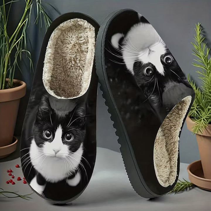Zita - Ultraweiche Katzen-Print Hausschuhe