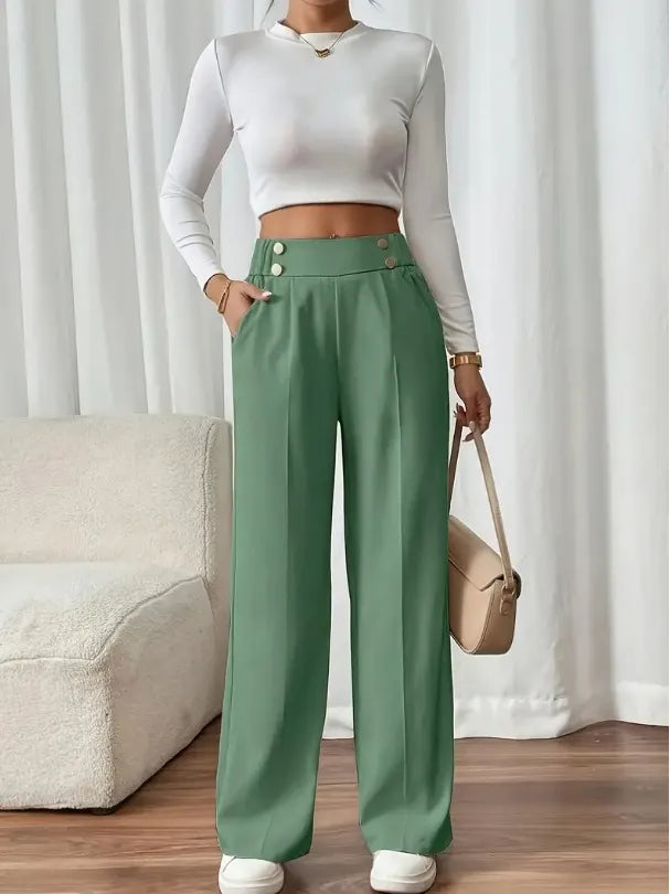 Ashlena - Hochtaillierte Wide-Leg-Hose mit Soft-Touch