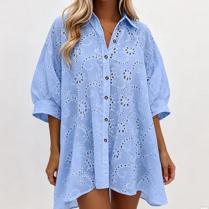 Amarielle - Luftiges besticktes Kleid mit Knopfleiste