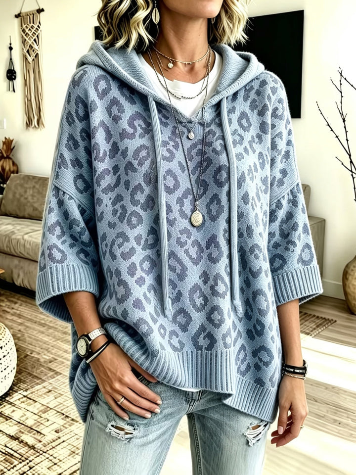 Jocasta - Oversize-Strickhoodie mit Leopardenmuster