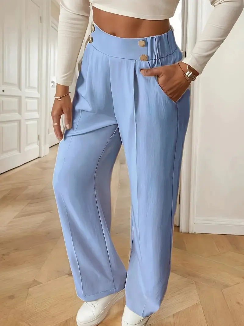 Ashlena - Hochtaillierte Wide-Leg-Hose mit Soft-Touch