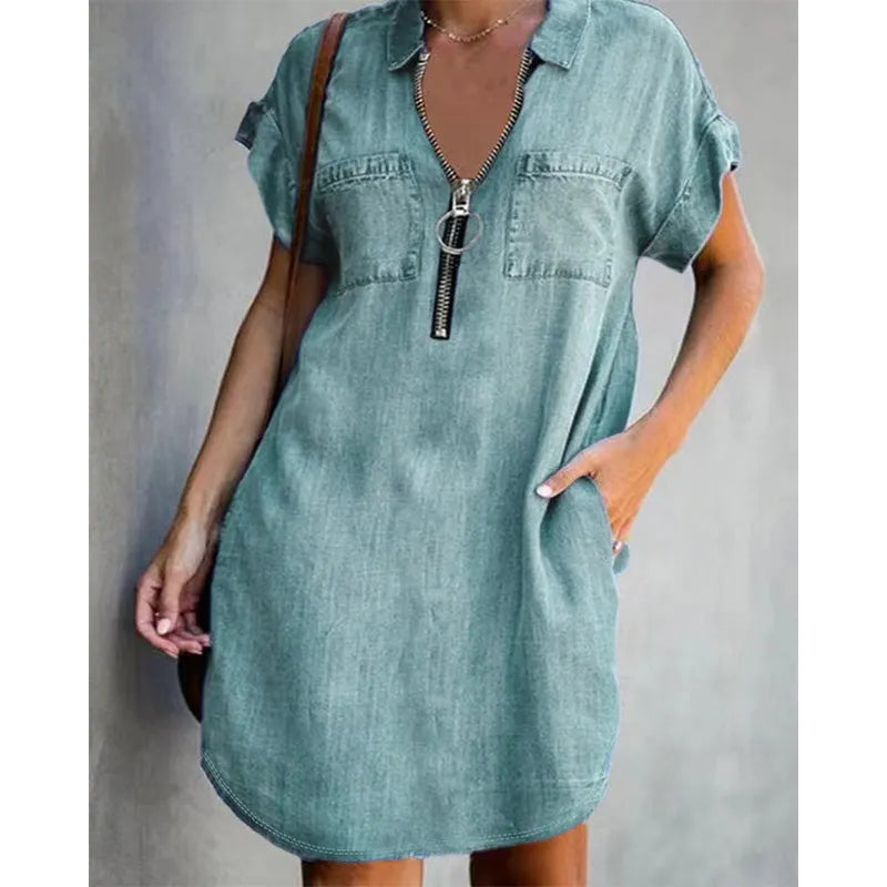 Genevalle - Legeres Chambray-Kleid mit Taschen