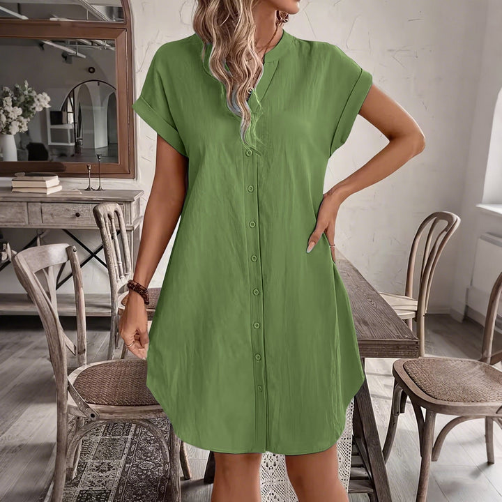 Ainslea - Strukturiertes Mini-Hemdblusenkleid
